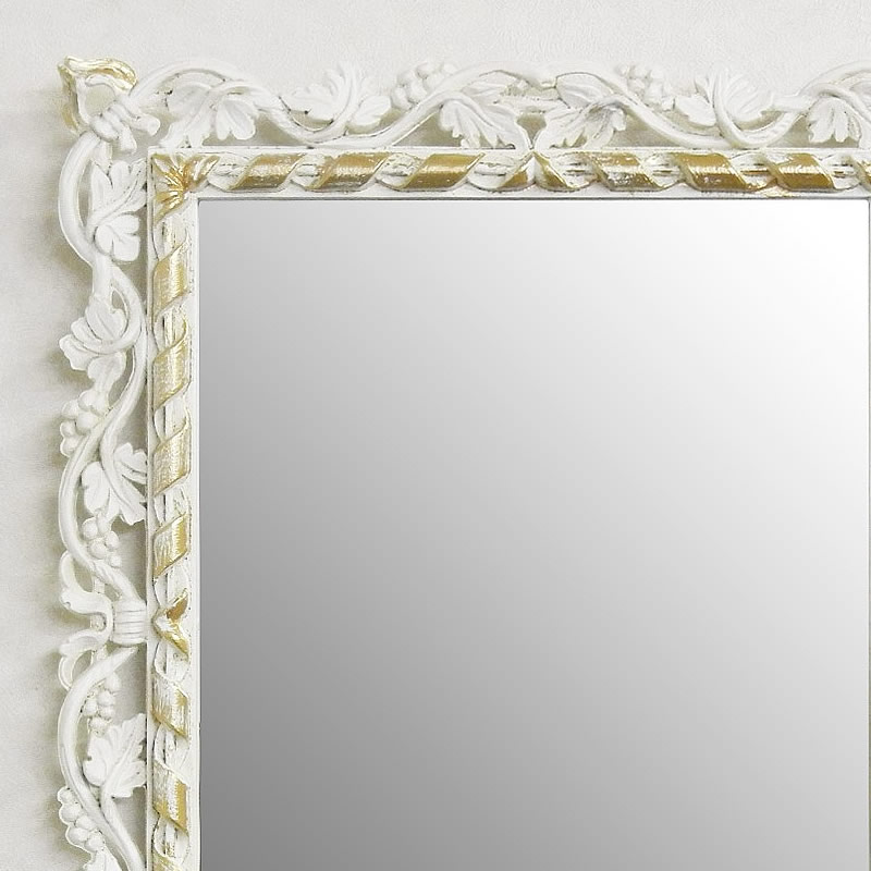 イタリア製 鏡 ミラー スクエア 四角 ホワイト アイボリー 壁掛け 鏡